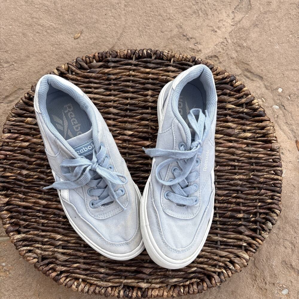 Reebok‎ Canvas Retro Techque Shoes Mens 6.5 Sneakers Baby Blue & White Classic
